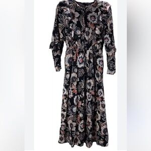 Who What Wear Black and Pink Bishop Sleeve Sundress